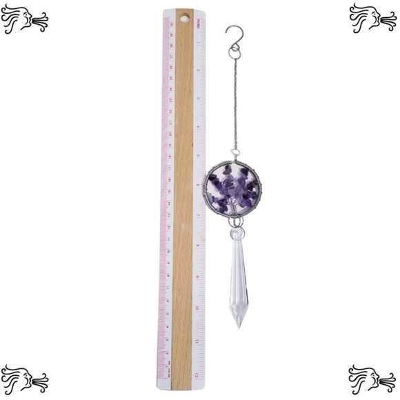 Amethyst Natural Stone Sun Catcher Crystal Prisms Tree of Life Chakra - Picture 1 of 2